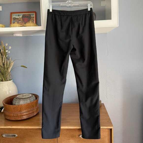 BURBERRY UNIFORM Wool Slim Tuxedo Trousers Pants Black Size US 2 - Picture 3 of 12